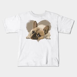 Bull Dog Puppy Pet Lover Heart Collection Kids T-Shirt